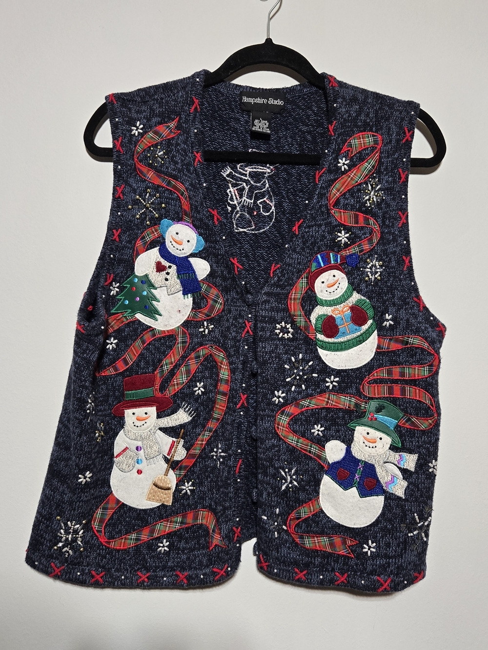 Women's Snowman Embroidered Sweater Vest